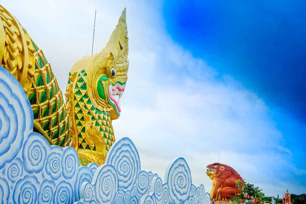 Yasothon,,Thailand,-,August,5,,2017:,Statue,Of,Phaya,Kan